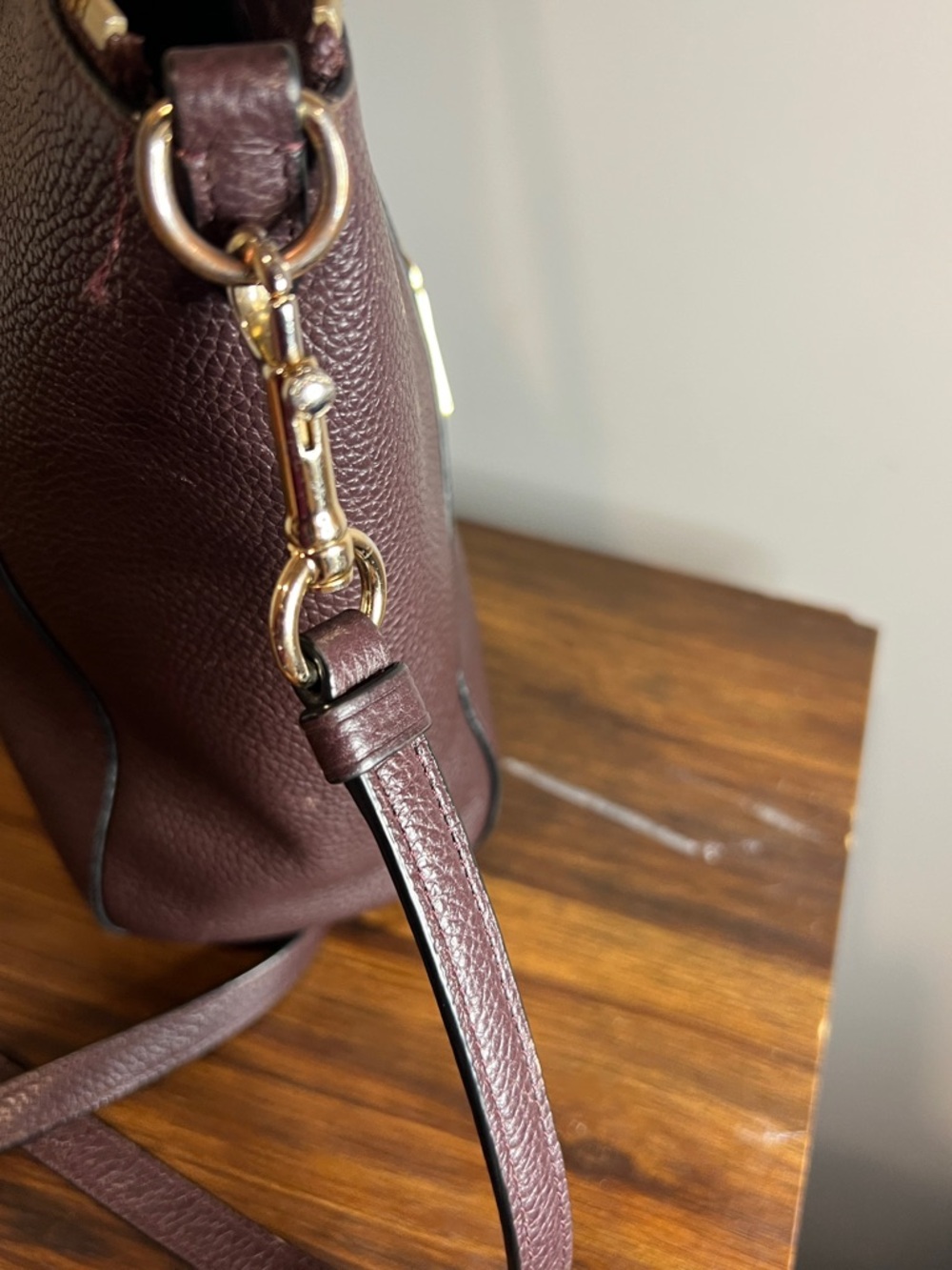 Coach Pebbled Leather Satchel in Deep Plum/Burgundy with Gold Hardware - Picture 10 of 16